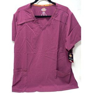 Dickies EDS Essential Women's V-Neck Scrub Top 2XL Burgundy Medical Uniform New